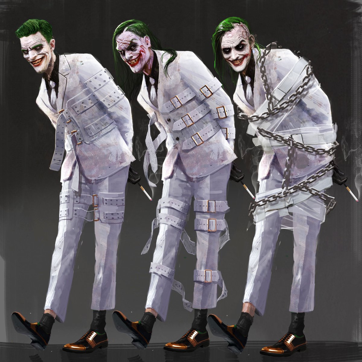CrazyBrushART's tweet photo. "Madness is like gravity, all it takes is a little push". My joker concepts from awhile back. #CharacterDesignChallenge https://t.co/HFbANTYXZ5