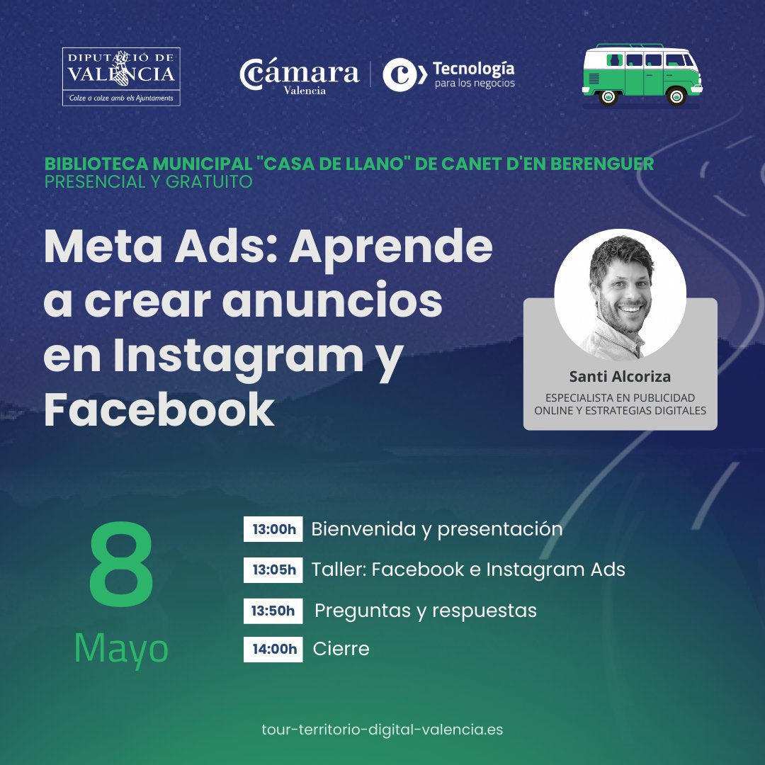 El próximo 8 de mayo estaré en Canet d'en Berenguer (Valencia), participando en una charla del #TourTerritorioDigital y con <a href="/TICnegociosVLC/">TICNegocios | Cámara Valencia</a> 

Con muchas ganas de compartir este rato con:
·  Autónomos
·  Emprendedores
·  Pequeñas y medianas empresas de antigua y nueva creación