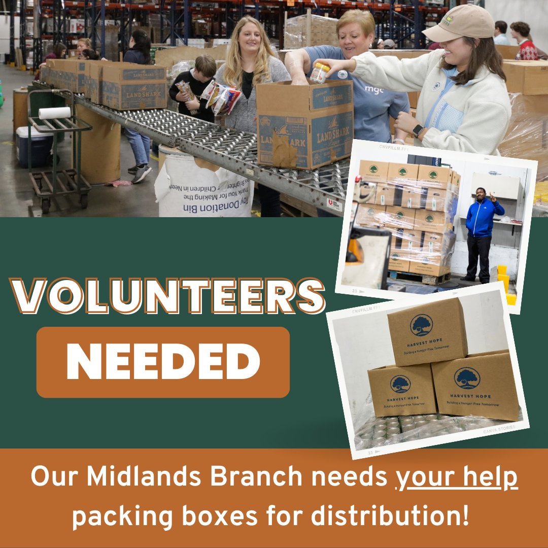 📢 We need YOU❗ We're looking for volunteers to join us on Monday, May 8, from 10 AM - 12 PM and 1 PM - 3 PM to help pack 800 boxes needed for distribution. 

Sign-up today: bit.ly/3LXe8IK
