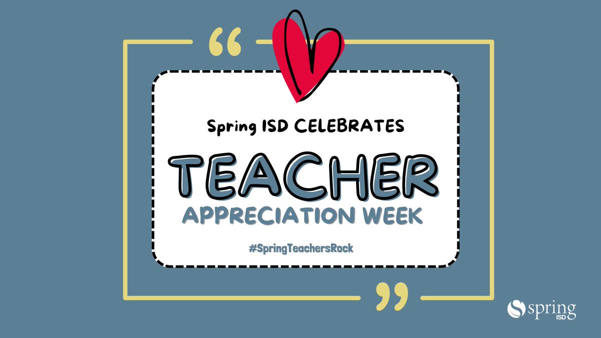 Spring ISD (@springisd) on Twitter photo 🎉Join us in saying a BIG "Thank you" to all the amazing Spring ISD teachers who go above and beyond to make a difference in the lives of our students each day. Let's celebrate #TeacherAppreciationWeek 
 #SpringISD #SpringTeachersRock 🎉Join us in saying a BIG "Thank you" to all the amazing Spring ISD teachers who go above and beyond to make a difference in the lives of our students each day. Let's celebrate #TeacherAppreciationWeek 
 #SpringISD #SpringTeachersRock