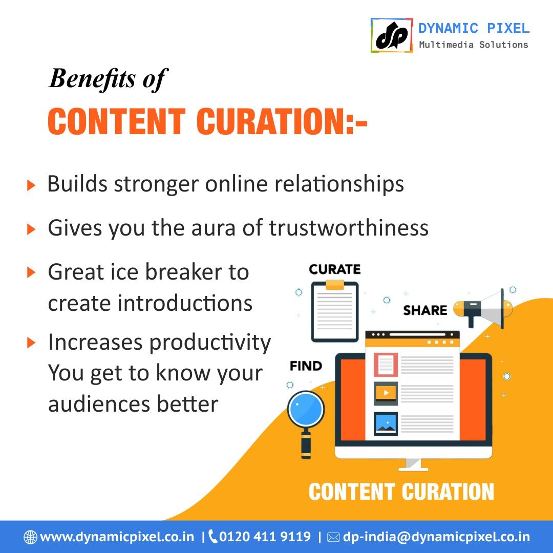 dynamicpixelms's tweet image. Content curation basically involves finding, organizing, and sharing relevant content with your audience. 
Contact us:-  dynamicpixel.co.in/content-curati…
#contentcuration #contentcurationservices #contentdevelopmentservices  #dynamicpixelmultimediasolutions #dynamicpixel
