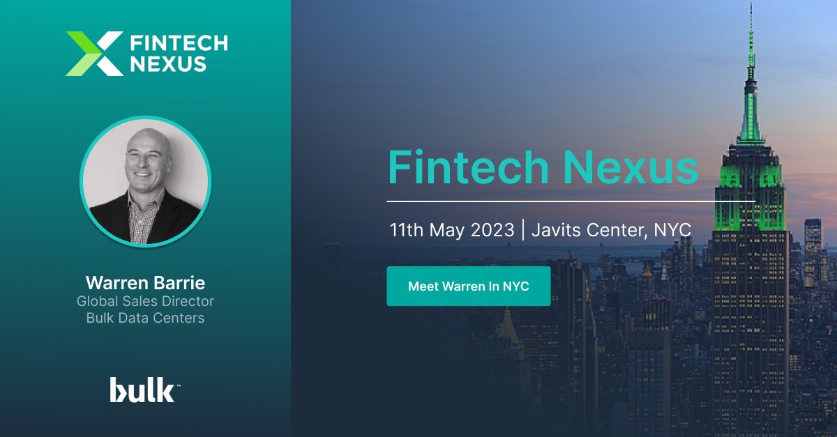 If you're heading to Fintech Nexus in NYC, schedule some time with Warren Barrie, Global Sales Director at Bulk Data Centers. 

Find out how Bulk's Nordic data center solutions can support your high-density workloads while reducing your cost base.