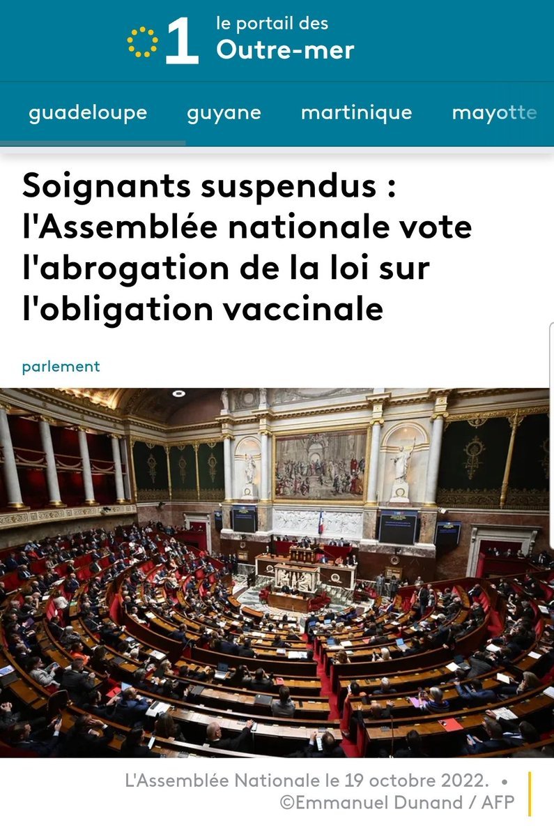Victoire : l'Assemblée nationale vote l'abrogation de la loi sur l'obligation vaccinale des #soignantsSuspendus. 
#Cheeeh aux haineux covidiots 😂😂😂