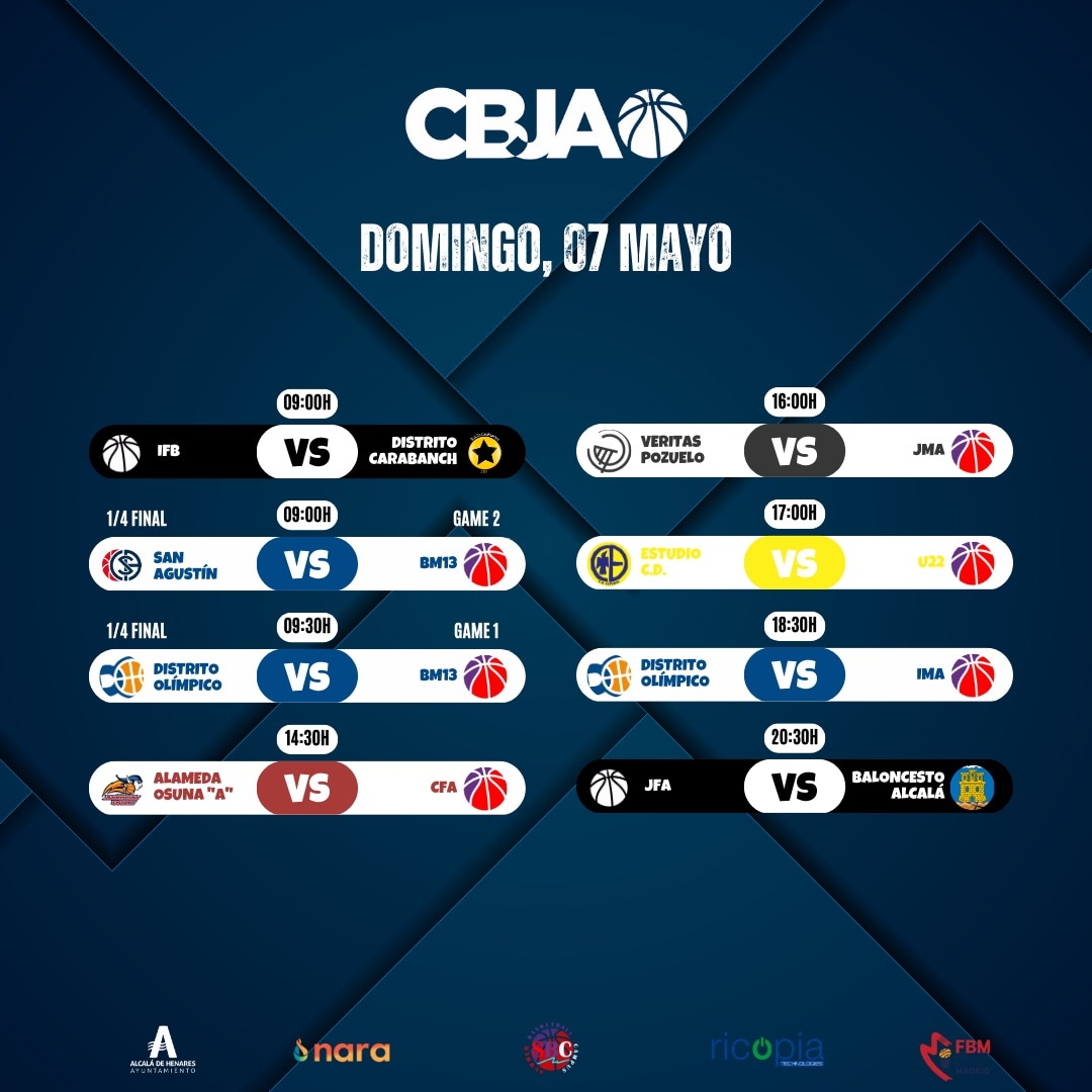 👉🏼 Partidos de la Jornada.

📅 06-07 de Mayo.

@AytoAlcalaH
@Nara_Seguros
@RicopiaTech
@FBMadrid
@FBCIUDADALCALA
@Alcala_Deporte

#elJuandeSuma #laFamiliaMorada #CBJA #baloncesto #AlcaládeHenares #FBM #vamosJuande #alcaláesdeporte #graciasnara #naraconeldeporte #naraseguros