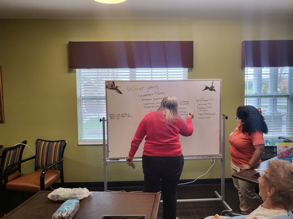NoviLakesHC's tweet photo. In preparation for campus in color, our residents started planning what to plant!  They even have a wish list!  #trilogyliving https://t.co/5XG3GCYymr