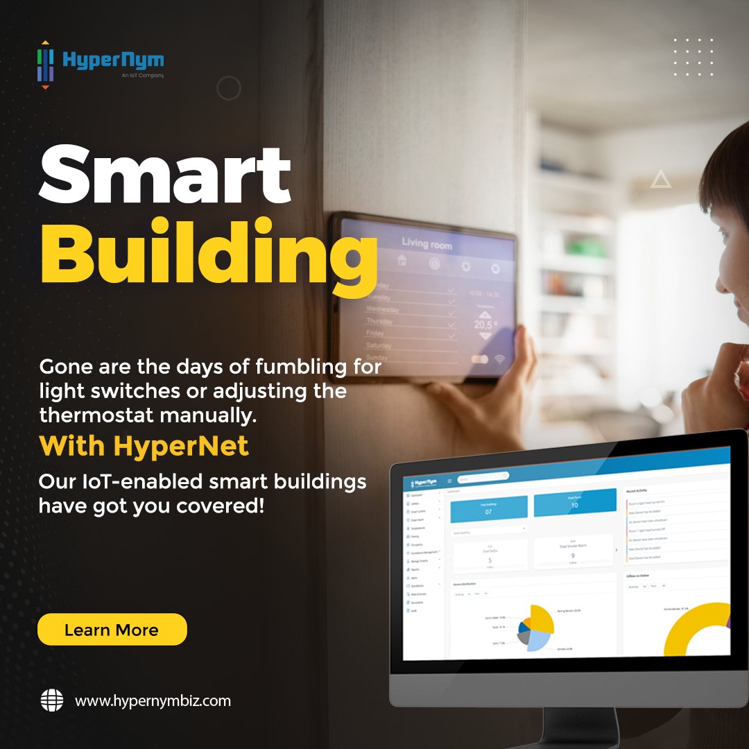 Hypernym_'s tweet image. Say goodbye to the hassle of manually adjusting your building's temperature or fumbling for light switches! HyperNet smart buildings have got you covered.

#HyperNet #SmartBuildings #IoT #Azure #Microsoft #SustainableBuildings #HVAC #EnergyAnalytics #Innovation #Convenience