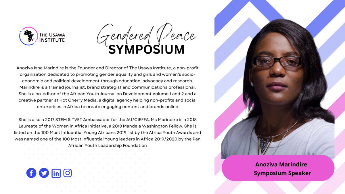 "Peace is gendered because women and girls experience conflicts differently than men and boys. Women and girls are more likely to experience sexual violence and domestic abuse during conflict and are forced to flee their homes, making them more vulnerable" #UsawaGP2023 <a href="/ano87mari/">Anoziva Marindire</a>