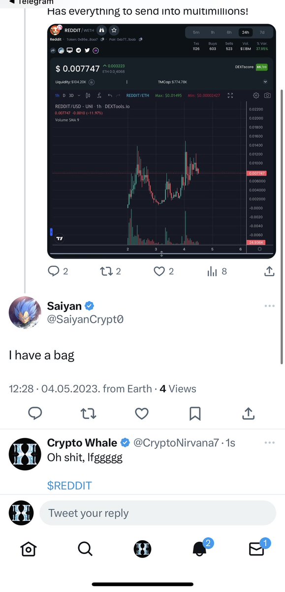 Crypt0WhaleX's tweet photo. @Cryptic_Maestro Are you in $REDDIT or fading? https://t.co/hkEP1rjxXD
