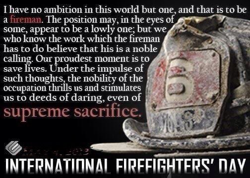 ChiefBJCalvi's tweet photo. Happy International Firefighters Day to all my brother and sister firefighters. https://t.co/8CLvCY98rP