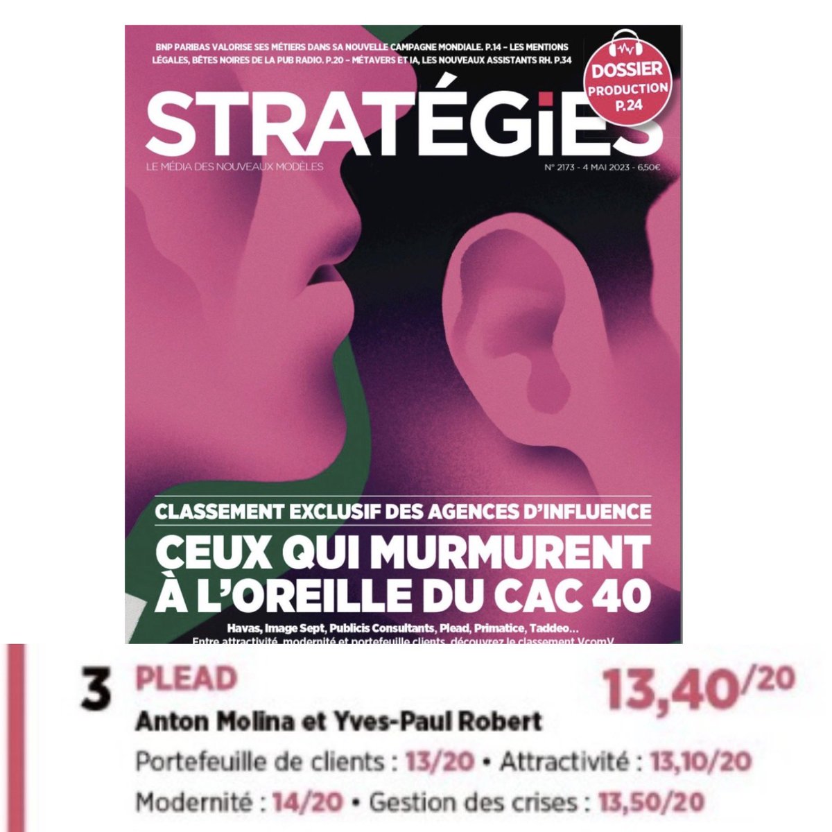 Grande fierté. 5 ans après sa création PLEAD est devenue la 3ème agence d’influence du marché. Merci à nos clients que nous accompagnons avec passion chaque jour et sur le temps long. Merci aux talents exceptionnels de l’agence sans qui rien ne serait possible #vcomv #strategies