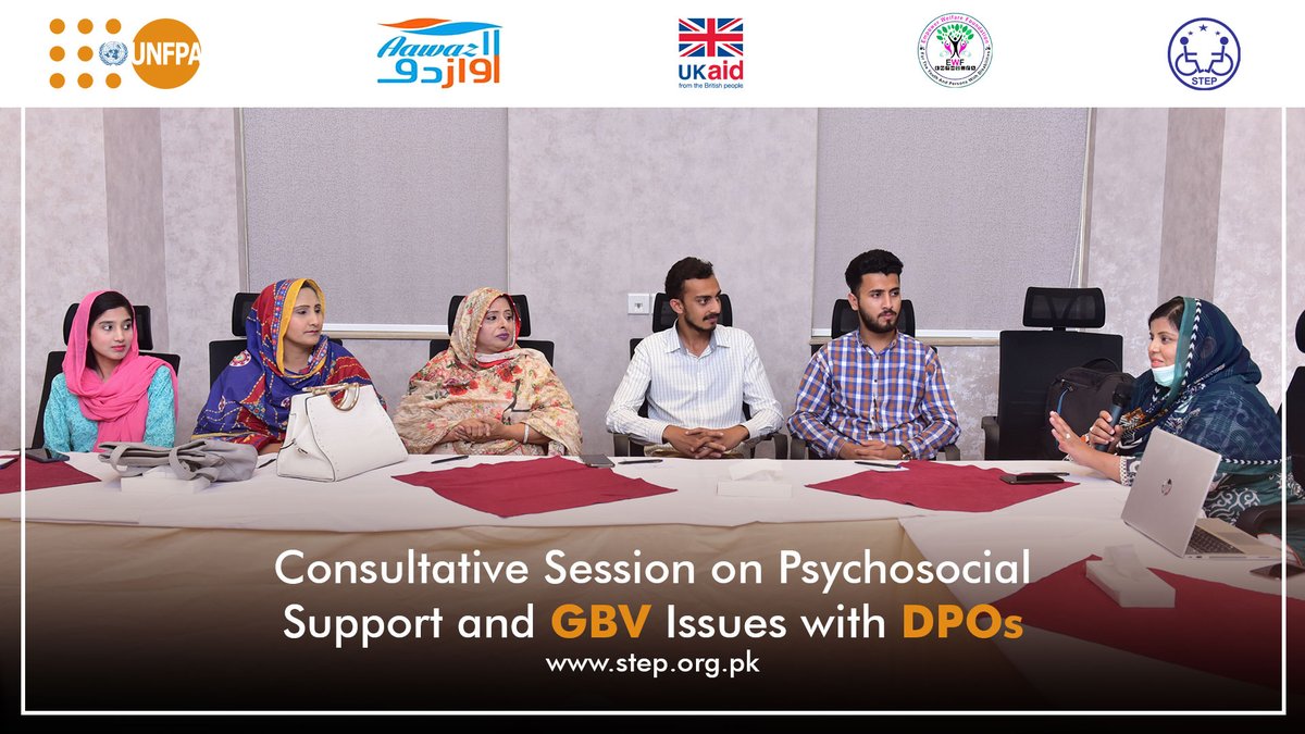 STEPPakistan's tweet photo. 𝐂𝐨𝐧𝐬𝐮𝐥𝐭𝐚𝐭𝐢𝐯𝐞 𝐒𝐞𝐬𝐬𝐢𝐨𝐧 𝐨𝐧 𝐏𝐬𝐲𝐜𝐡𝐨𝐬𝐨𝐜𝐢𝐚𝐥 𝐒𝐮𝐩𝐩𝐨𝐫𝐭 𝐚𝐧𝐝 𝐆𝐞𝐧𝐝𝐞𝐫-𝐁𝐚𝐬𝐞𝐝 𝐕𝐢𝐨𝐥𝐞𝐧𝐜𝐞 𝐈𝐬𝐬𝐮𝐞𝐬 𝐰𝐢𝐭𝐡 𝐃𝐏𝐎𝐬 held in Lahore on 14th April 2022.
#STEPPakistan #Disabilityrights #Womenwithdisabilities #GBV #StopGBVagainstWWD https://t.co/wpx0W7Egut