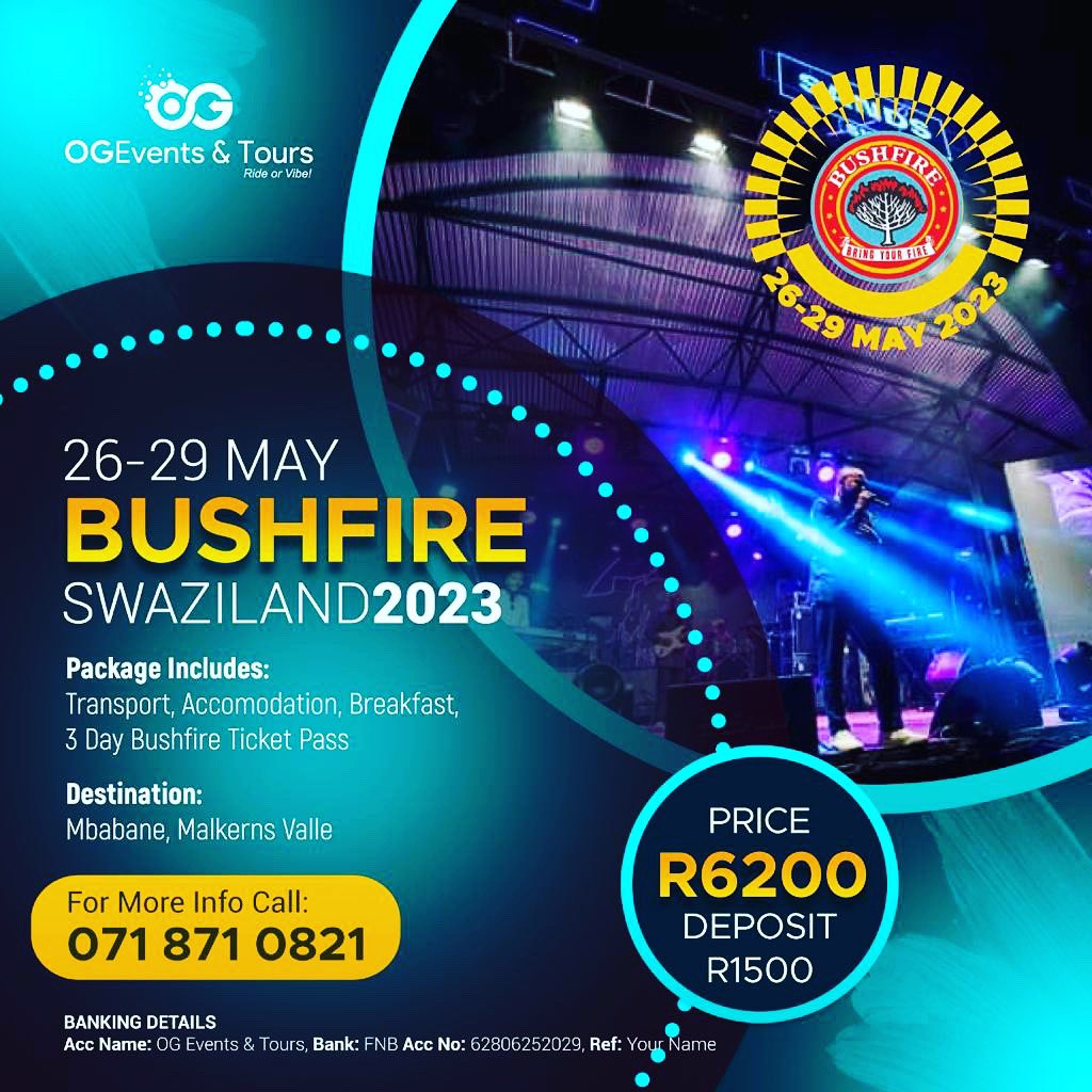 We have 3 seats left for Bushfire Swaziland📍 

#ThaboBester #ThaboBesterArrested #TravelGuide #traveldiaries #bushfireswaziland #travelphotography