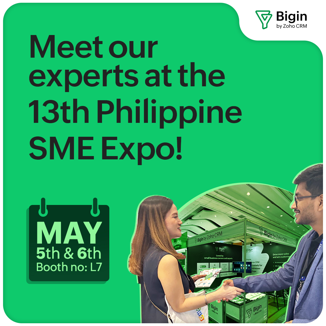 Bigin's tweet photo. Come join us at Philippines biggest business expo for SMEs, #startups and #entrepreneurs. 

Meet our experts and learn how Bigin can help you manage your customers and grow your business. 

We're excited to see you tomorrow! 😁
#PHILSME https://t.co/87Yp5BwS25