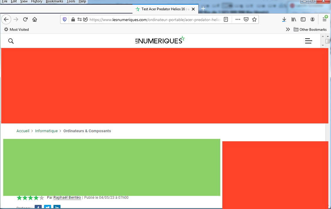 pierrot80remy's tweet image. je vais élire le site #lesNumeriques comme étant le pire site internet des 20 dernières années. il a été codé par un stagiaire sur une cheval ou quoi ?
En rouge, les zones de pub (avec bcp de blancs ou espaces) et en vert le contenu utile restant..😭
#webdesignFail #raphaëlBentéo