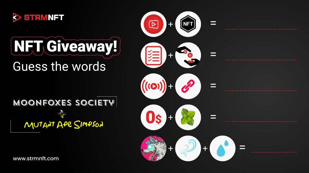 🤨 How much do you really know about #STRMNFT? 

🤓 Let's test your knowledge and see if you can find all of these hidden STRMNFT terms.

🦶 Take the first step toward becoming an expert in #NFT.

#STRMNFTGiveaway #STRMNFTCreator #MoonFoxesSociety #MutantApeSimpson #NFTcommunity