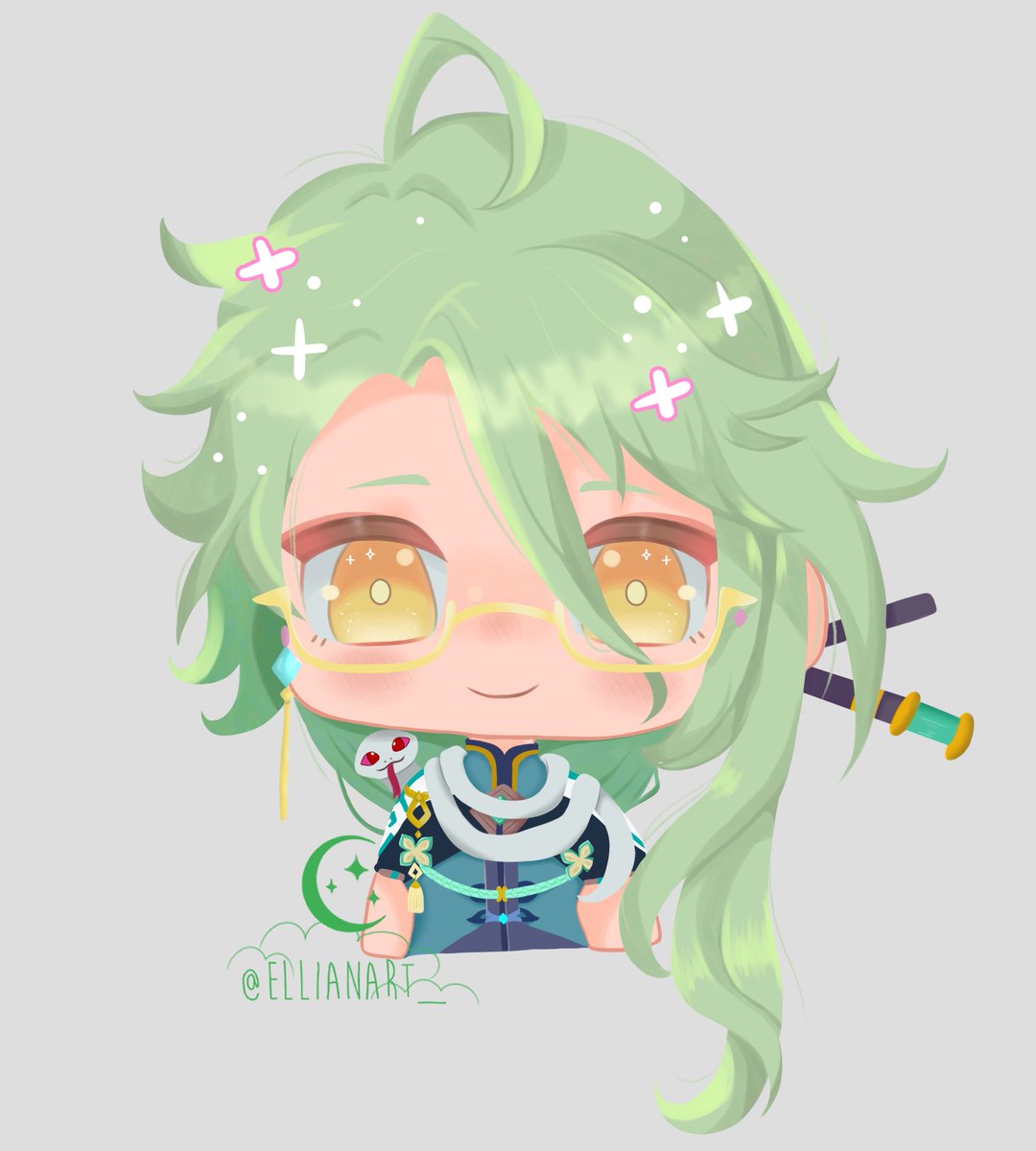 Ellianart_'s tweet image. I hope you all got Baizhu in his banner! I got it and I love him so much 🧡🐍

I would love to make a keychain with this drawing 🥺✨

#Genshinlmpact #Baizhu