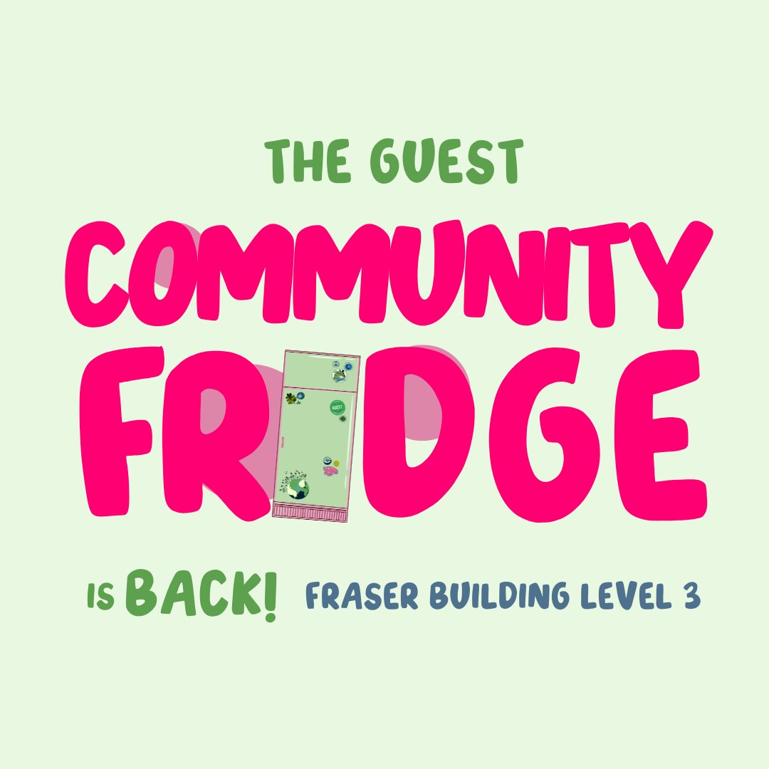 UofGGUEST's tweet image. The GUEST Community Fridge is Back! 
Find it on Level 3 of the Fraser Building filled with unwanted supermarket goods. Help us reduce food waste and come take a look. The Fridge will be up and running within the next few days, so keep an eye out on our story for the exact date!