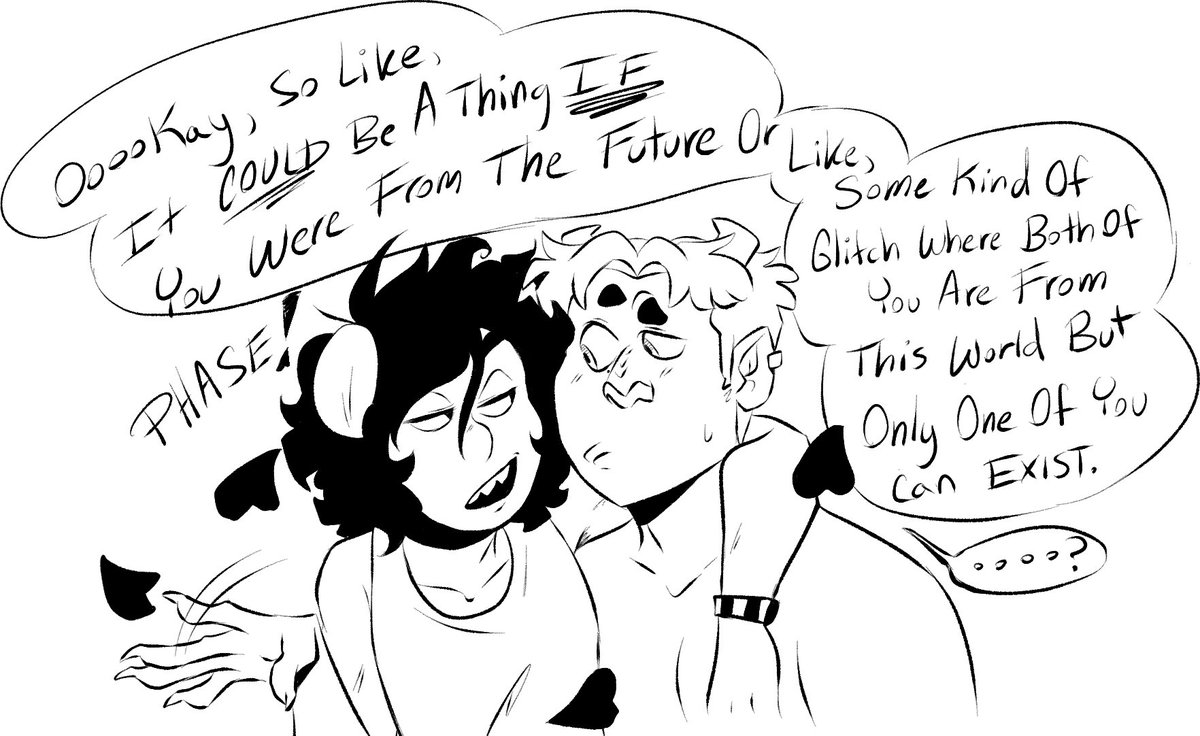 Explaining to a dude from an alternate timeline that he and his other self will not explode if they coexist  #originalcharacters
