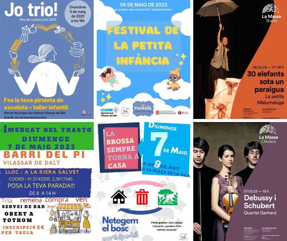 vilassardedalt's tweet photo. #BonDiaVilassar! 
Propostes per a infants, música a @lamassateatre, un nou Mercat del trasto i el #LetsCleanUpDay són les activitats més destacades d'aquest cap de setmana a #VilassarDeDalt.
https://t.co/IaneUbcK4K

Som-hi! https://t.co/z6CLKPw57u