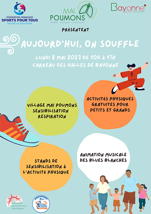 CHCoteBasque's tweet image. Pays Basque #prévention  #Bayonne #poumon 
8 mai: « prévention santé poumon  » du service pneumologie du @CHCoteBasque donne RDV  village« Mai poumons » avec @villedebayonne   @avironofficiel manifestation pour tt savoir sur le poumon et prévenir les  maladies respiratoirers