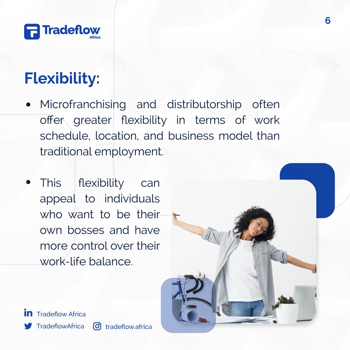 TradeflowAfrica's tweet photo. 🔍Discover a proven pathway to entrepreneurship and start your own business today!
#Microfranchising #Distributorship #Entrepreneurship #FinancialIndependence #BeYourOwnBoss https://t.co/2rM1Lojx0a
