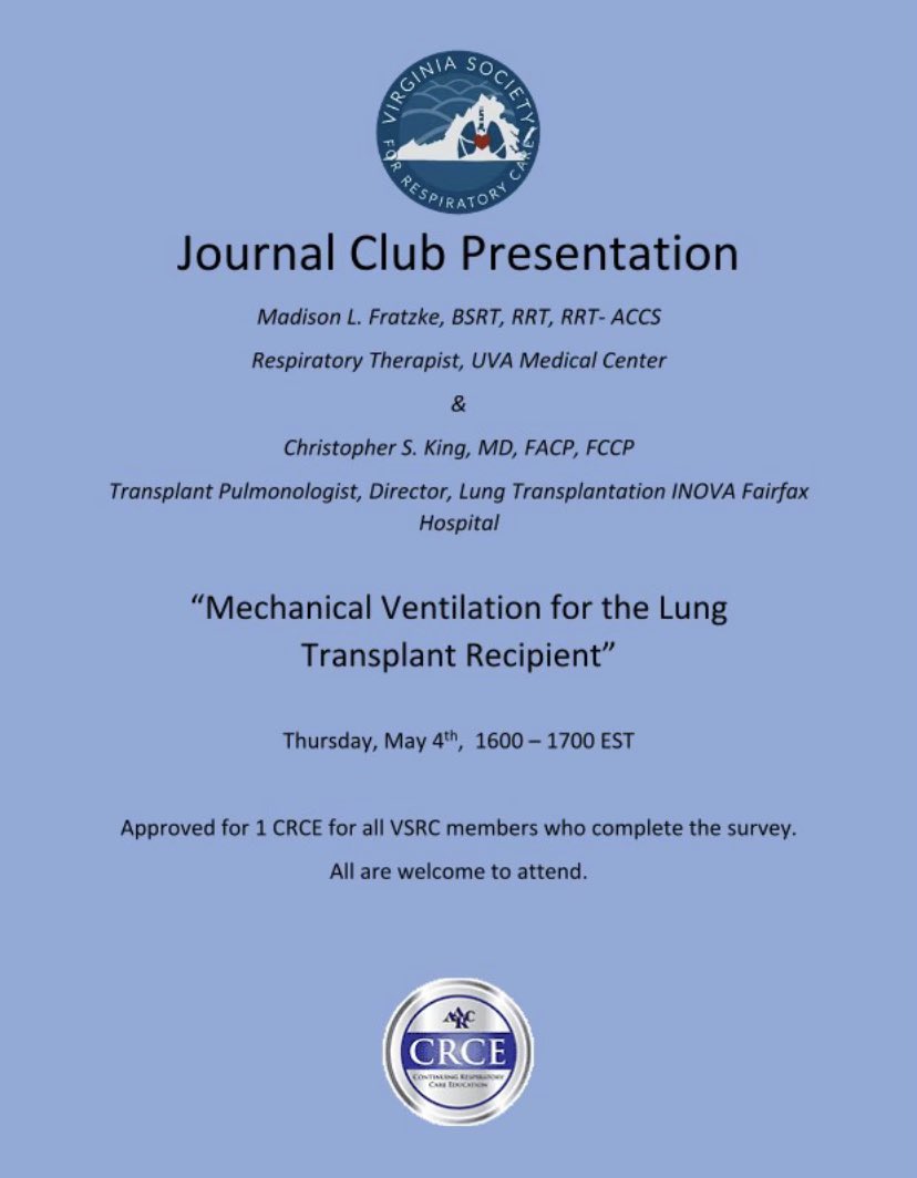 Join us for #JournalClub ! 1 free CRCE for AARC members who complete the survey. Links in comments:
