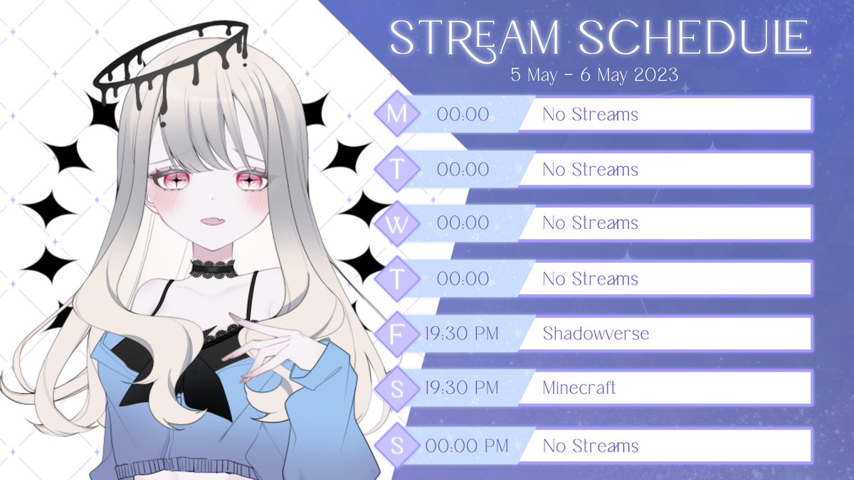 shinarurun's tweet photo. Here's the schedule for this week! ✨

『 Tags 』
✧ General: #Shinarurun
✧ Live: #ShinALIVE
✧ Fanart: #Sashinaru
✧ Cover/Sing: #Narucordia
✧ Clip: #ShinOnCam
✧ Meme: #a6na
✧ NSFW: #Shinahn

-✦✦✦-   

『 Donation and Support』
 ✧ Trakteer / https://t.co/Ytu3HWklbO https://t.co/NgtrLolnQD