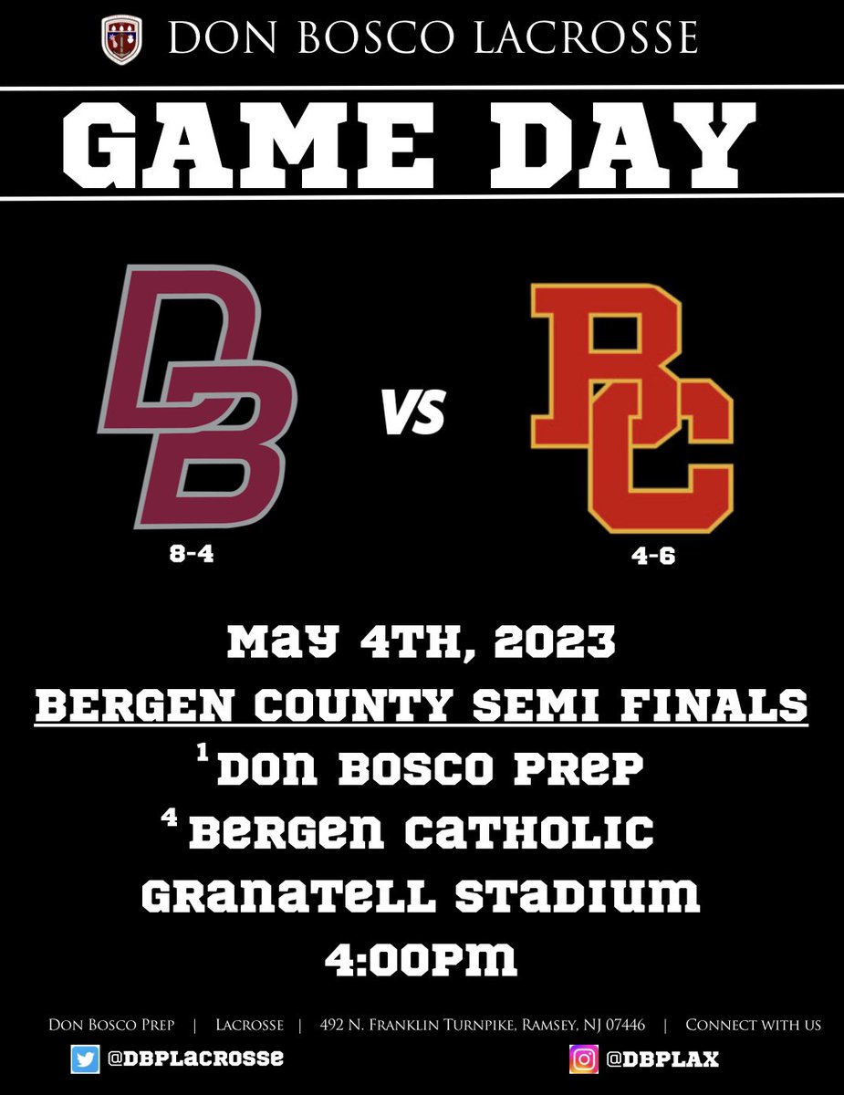 GAME DAY! Bosco. Bergen. Home at Granatell stadium. 4:00. . . winner goes to the county final!