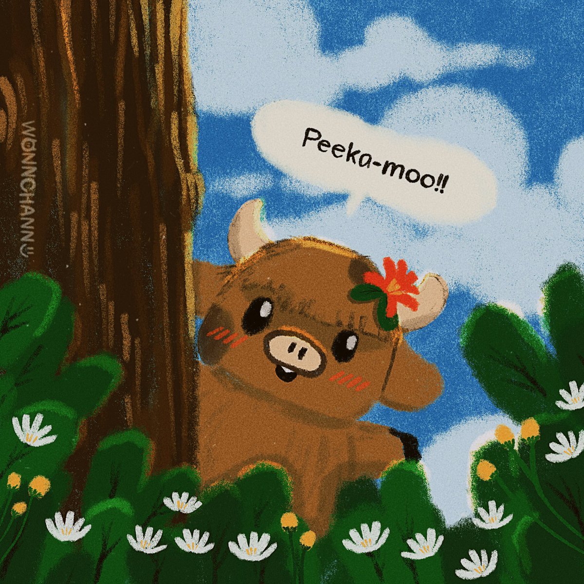 wonnchann's tweet photo. Peeka-moo! https://t.co/iNQybr9Jgp