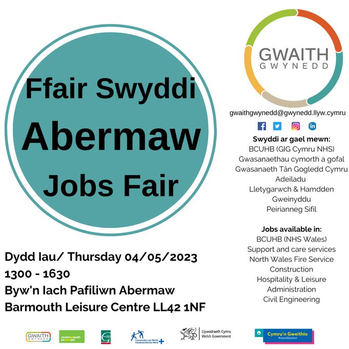 agoriadcyf's tweet photo. We're in the @GwaithGwynedd jobs fair in Barmouth leisure centre today.  Com over to get further infromation regarding our services, including support from through @JobsenseWales #employment #support #training https://t.co/QtjGRj7WNA