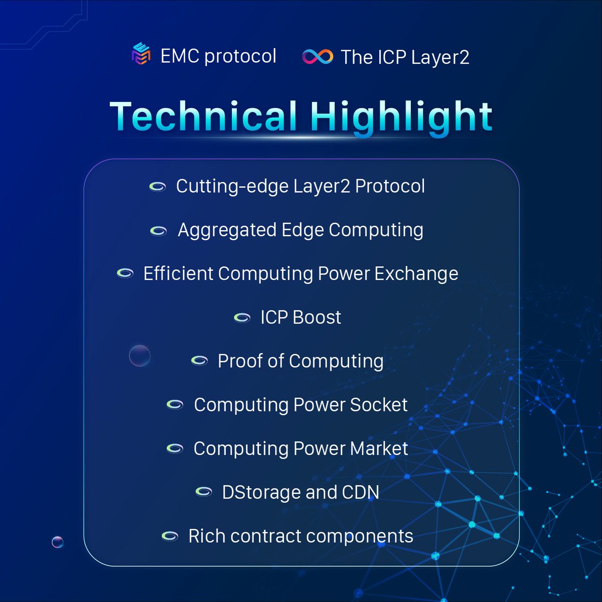 Check How #EMC technology is changeing the #blockchain and #AI world？
<a href="/dominic_w/">dom.icp ∞</a> <a href="/dfinity/">DFINITY</a> <a href="/herbertyang/">herbert.icp</a> 

#ICP #layer2 #pow
👀👀Technical Highlights💪💪