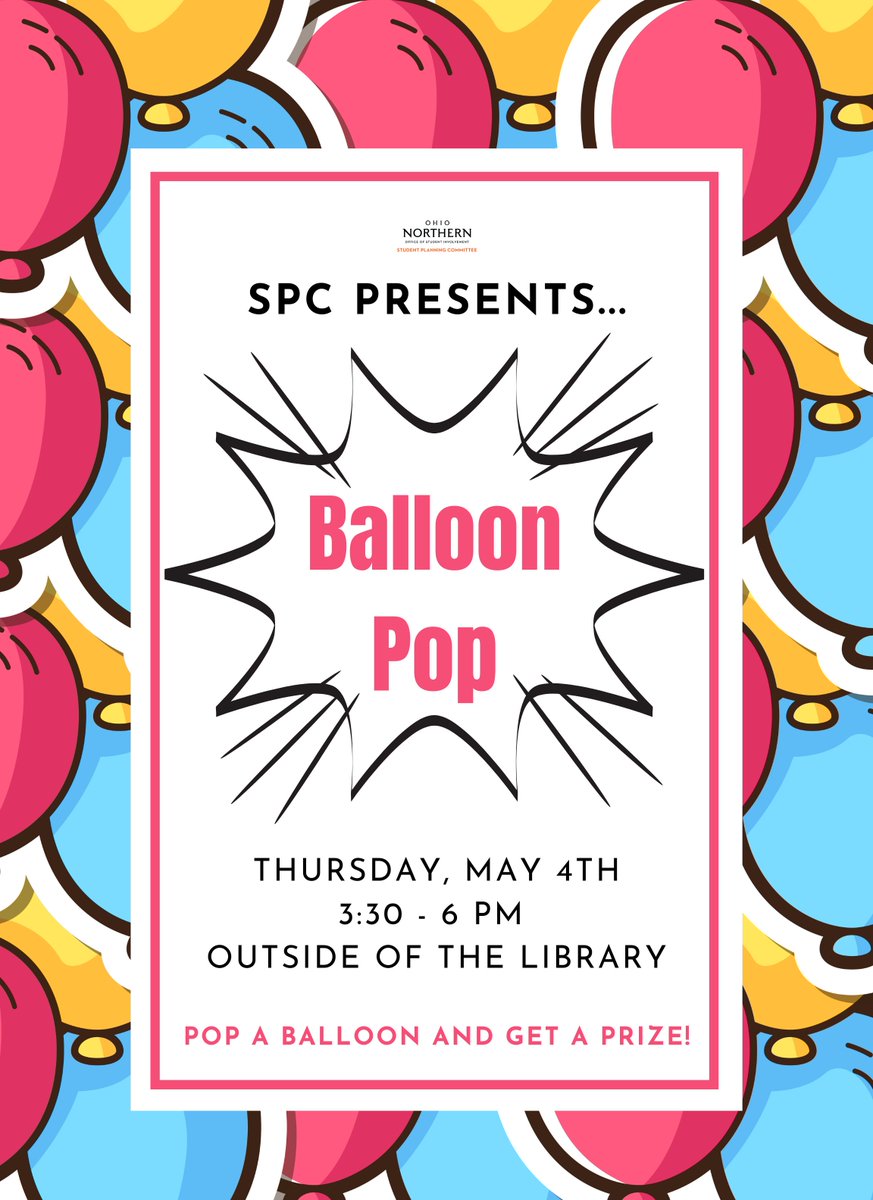 ONUSPC's tweet photo. Come spend some time in the sunshine with friends at SPC's carnival style balloon pop for your chance to win a prize today from 3:30 - 6 pm outside of the Library! https://t.co/5adoeI3iVY