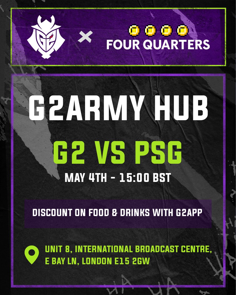In London for MSI?

Join the G2ARMY HUB. Food, Drinks &amp; Discounts👀