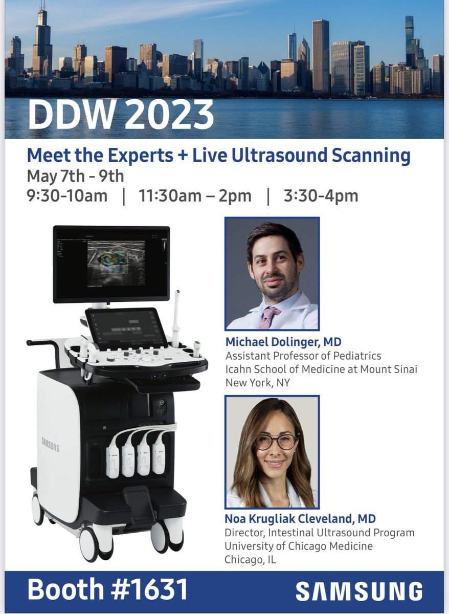 Michael Todd Dolinger, MD MBA (@drmikedolinger) on Twitter photo If you are interested in intestinal ultrasound, want hands-on practice on a live pt, or want to discuss adoption of IUS at your center or as part of your training to advance the care of IBD pts, come by and meet <a href="/KrugCleveland/">Noa Krugliak Cleveland, MD</a> and myself <a href="/DDWMeeting/">Digestive Disease Week</a>! If you are interested in intestinal ultrasound, want hands-on practice on a live pt, or want to discuss adoption of IUS at your center or as part of your training to advance the care of IBD pts, come by and meet <a href="/KrugCleveland/">Noa Krugliak Cleveland, MD</a> and myself <a href="/DDWMeeting/">Digestive Disease Week</a>!