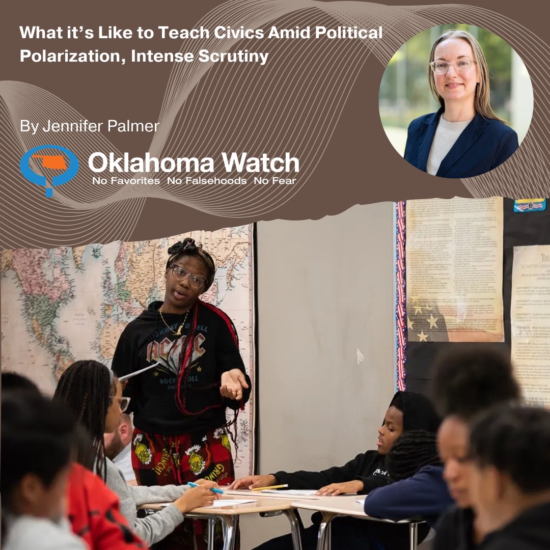 OklahomaWatch's tweet photo. A majority of adults across the political spectrum agree students need better history and civics education. What is taught, and how, continues to be a source of disagreement. Here’s a look inside one classroom. Via @jpalmerOKC #OKLED @icivics
https://t.co/IIrBkLoAL1 https://t.co/CLILJG7o3e
