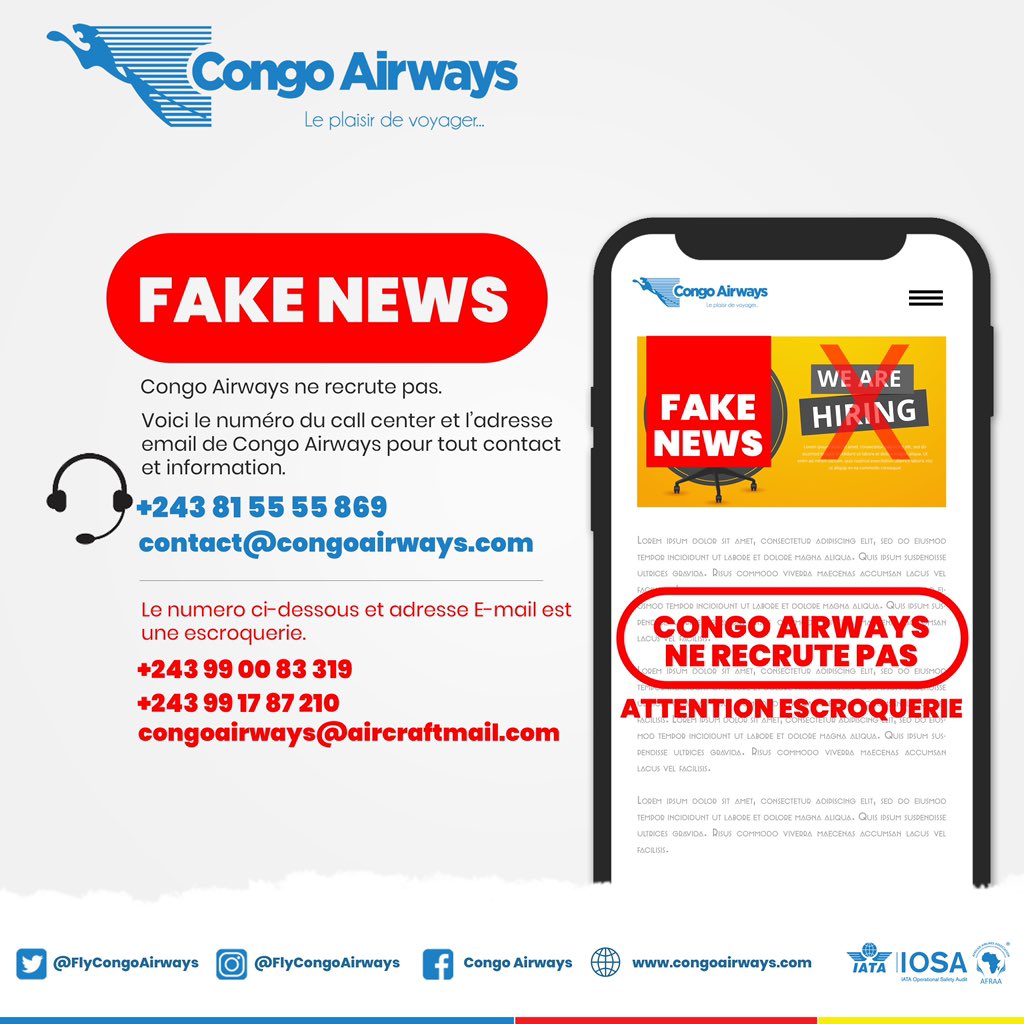 Africa Updates on Twitter "RT FlyCongoAirways Depuis quelques temps, circulent dans les