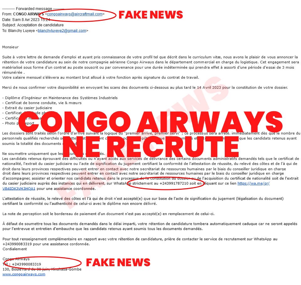 Africa Updates on Twitter "RT FlyCongoAirways Depuis quelques temps, circulent dans les