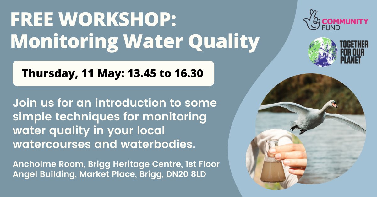 WAncholme's tweet photo. One week until the Monitoring Water Quality workshop!

This event is free but make sure to book, there are only a few spaces left:
https://t.co/PhJnB04dkd

#WhatsOnLincs #LincsConnect #NLincs #NorthLincs #Lincolnshire #Brigg #ClimateAction #togetherforourplanet #ourtroubledrivers https://t.co/78Jsldl70e