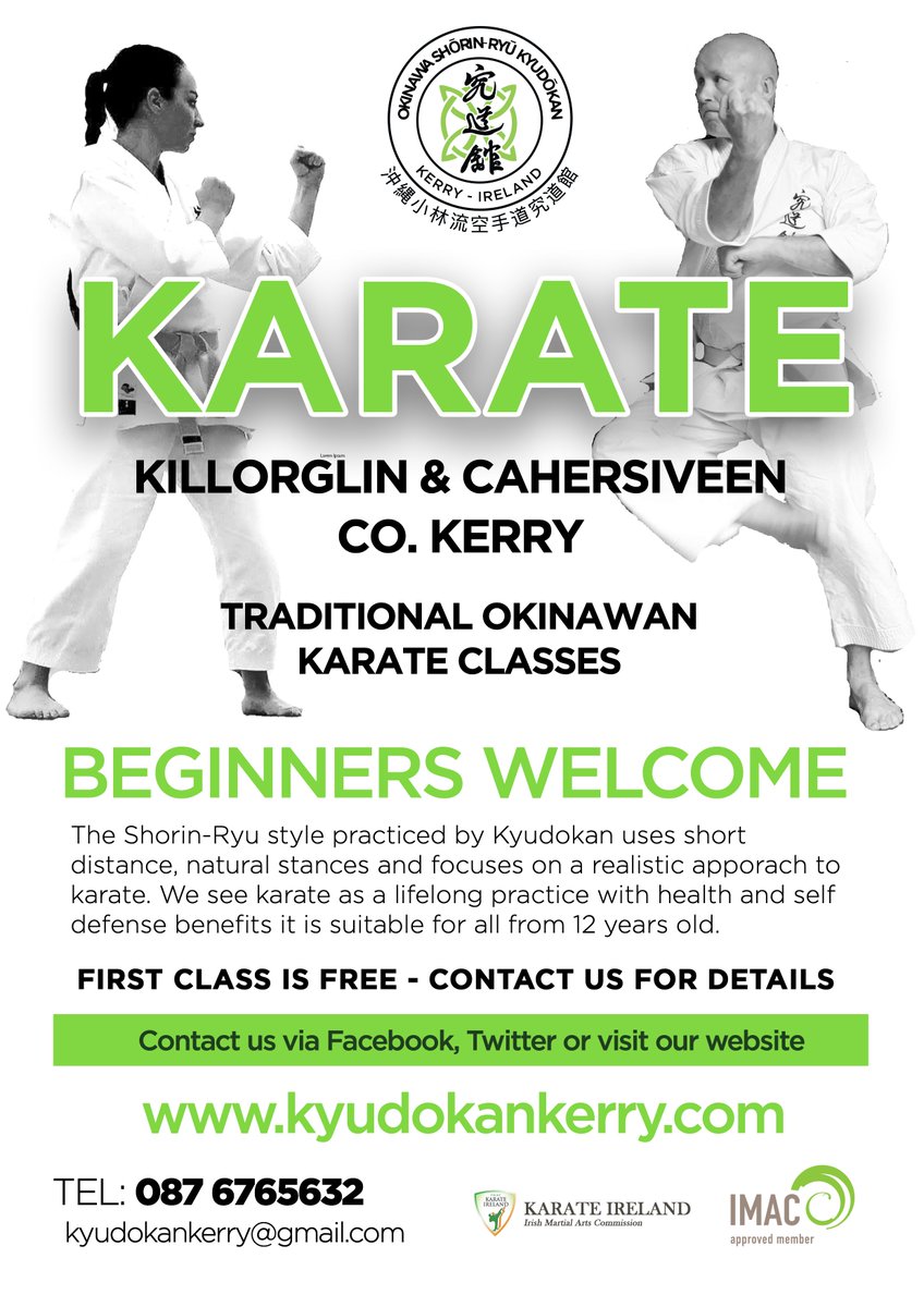 Want to try something new? Join one of our classes in #Killorglin or #Cahersiveen and discover the many benefits of Okinawan karate. 

#karate #kerry #trysomethingnew #kyudokan #okinawankarate #shorinryu #skelligcoast #Iveragh #martialarts #ireland