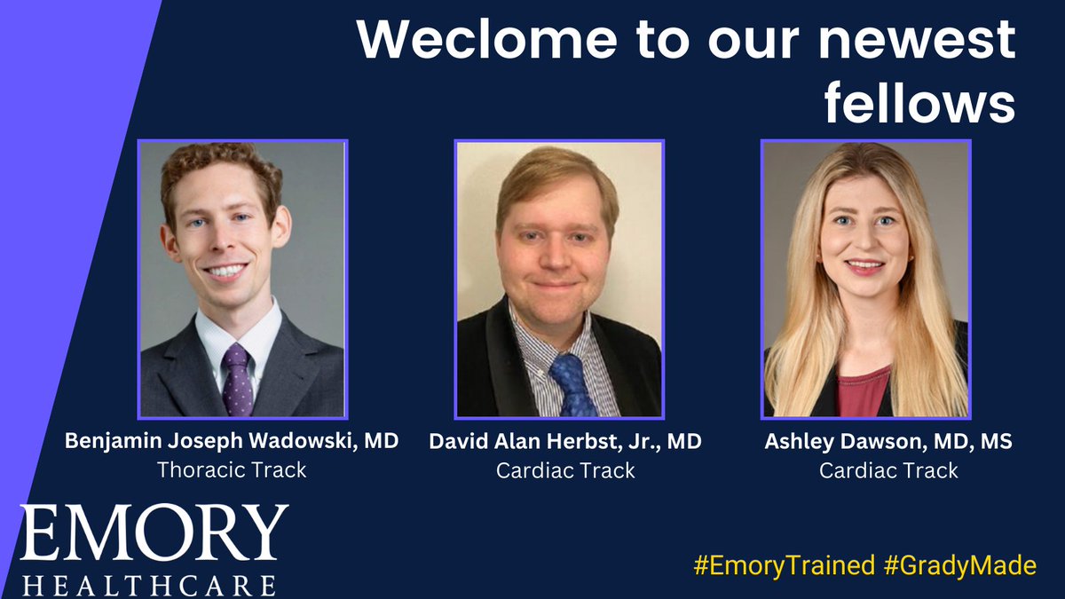 Emory Division of Cardiothoracic Surgery (@emoryctsurgery) on Twitter photo We are pleased to announce that we have matched Ashley Dawson from <a href="/McGovernMed/">McGovern Med School</a> , Alan Herbst from <a href="/PennMedicine/">Penn Medicine</a> , and Ben Wadowski from <a href="/nyugrossman/">NYU Grossman School of Medicine</a> for fellowship. Welcome to Emory! #emorytrained #gradymade We are pleased to announce that we have matched Ashley Dawson from <a href="/McGovernMed/">McGovern Med School</a> , Alan Herbst from <a href="/PennMedicine/">Penn Medicine</a> , and Ben Wadowski from <a href="/nyugrossman/">NYU Grossman School of Medicine</a> for fellowship. Welcome to Emory! #emorytrained #gradymade