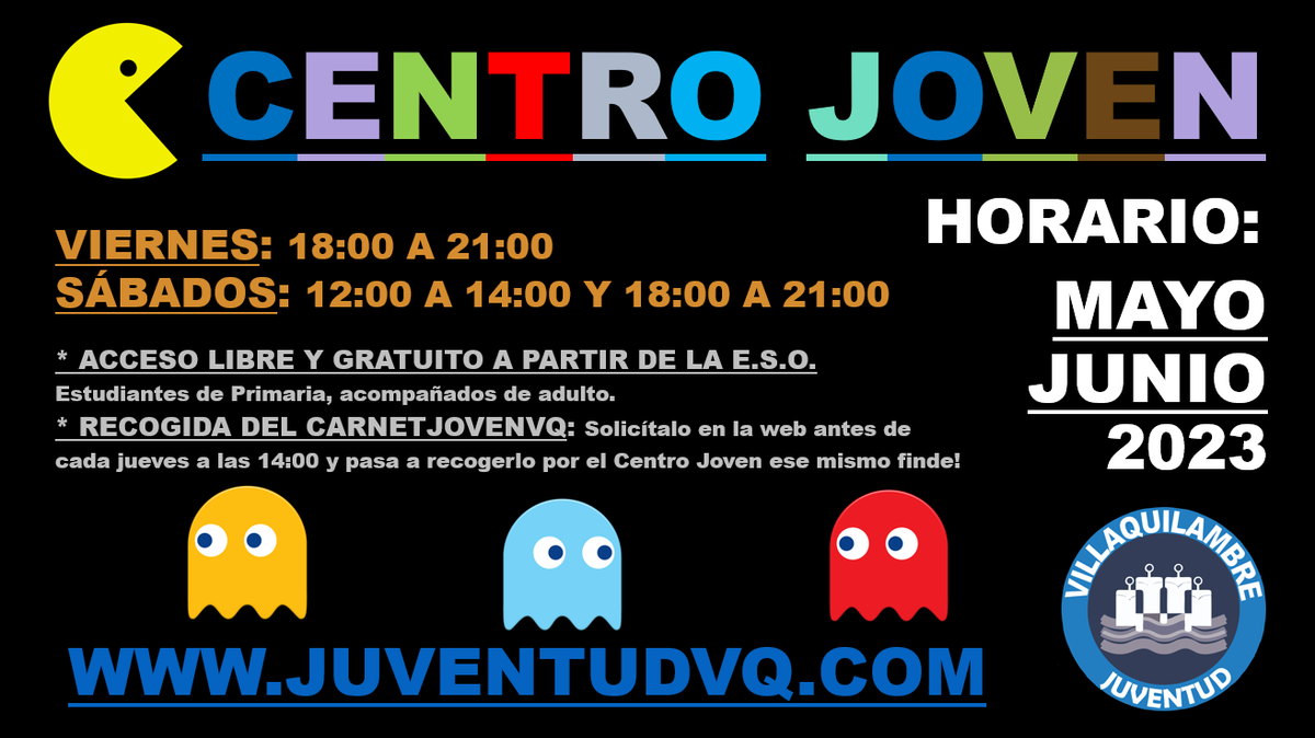juventudvq's tweet photo. 🏠 Horarios de apertura del Centro Joven de Navatejera para los meses de Mayo y Junio:
* Viernes: 18:00 a 21:00.
* Sábados: 12:00 a 14:00 y 18:00 a 21:00.
Tienen acceso libre quienes ya estén cursando ESO, mientras que los más pequeños tendrán que estar acompañados de un adulto. https://t.co/nupv78GiME