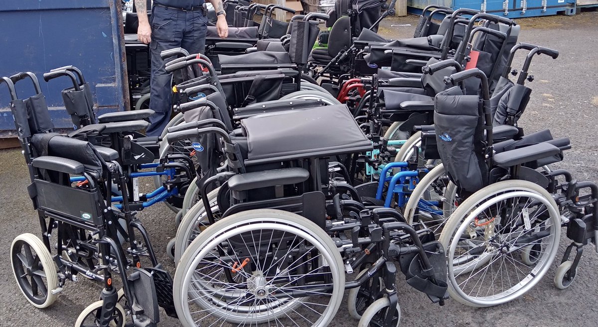The latest batch of reconditioned &amp; refurbished wheelchairs, donated to a local charity, have left Maghaberry Prison. They are being transported to the Ukraine to support families impacted by the war.  Exceptional work by the men in our care and their instructors. #rehabilitation