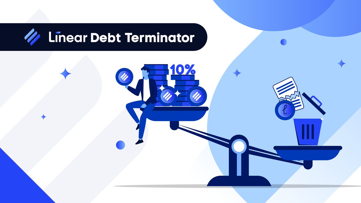 LinearFinance's tweet photo. 6/9
#LinearDebtTerminator
Use $LUSD to liquidate marked accounts and earn 10% $LINA rewards.
Safeguard π https://t.co/AsAN7Mpkrz https://t.co/OWvCij3RsT