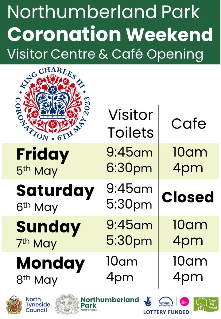 NlandPark's tweet image. Opening times over the Coronation weekend for Northumberland Park's cafe and visitor toilets