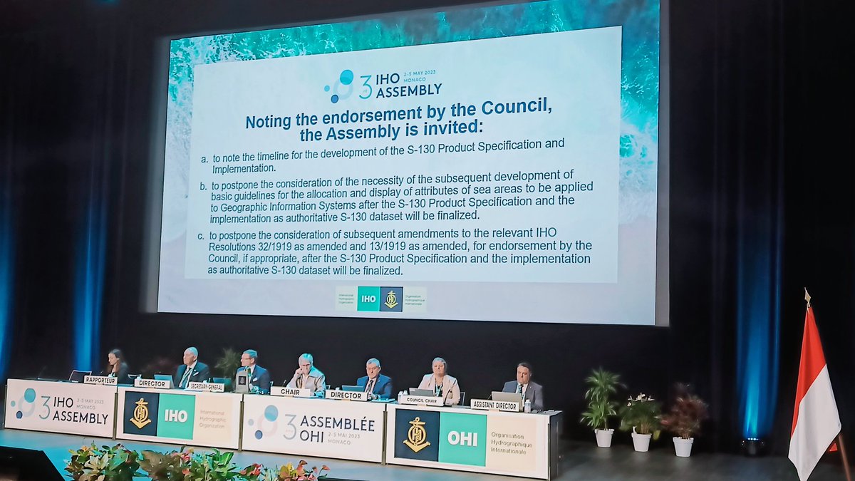 KVS_Hydro's tweet photo. Proceedings continue at the @IHOhydro Assembly.  Many interesting discussions shaping the future work in our field.  Also very proud of the work done by @BrittLonneville from @VLIZnews on demarcation of global sea areas, which was very well received! https://t.co/33g1W8prtB https://t.co/JzQGwan770