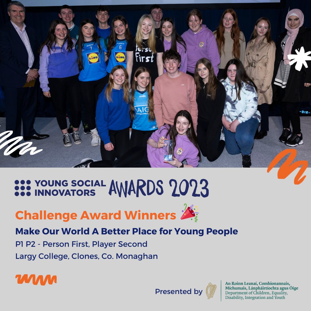 YSInow's tweet photo. The winner of our 'Make Our World a Better Place for Young People' award is the 'P1 P2 - Person First, Player Second' YSI Team from Largy College in Clones with their project on tackling the abuse happening in underage sports. Congratulations! 🏆 🌟

 #YSIAwards2023 https://t.co/L6lpoUYp7I