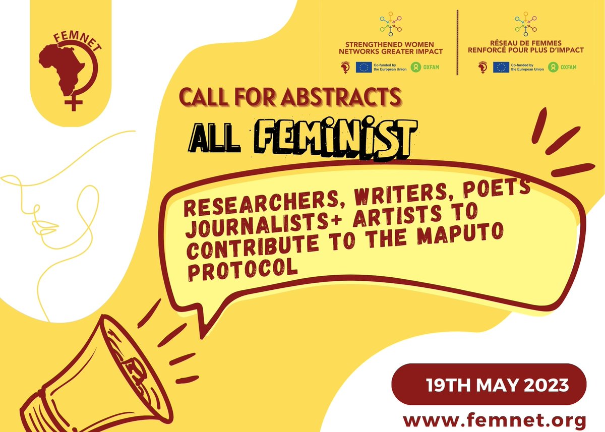 🥁CALLING all Feminists writers, poets, artists, journalists + researchers to submit their 🗣️VOICES on the Maputo Edition of the African Women's Journal 2023. Click here ▶️bit.ly/3LzolJP Deadline 🗓️19th May 2023 Apply NOW✊🏿