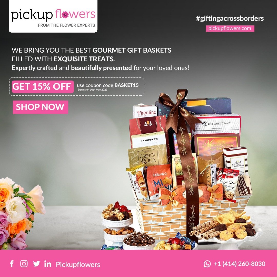 pickupflowers's tweet photo. Make every occasion extra special with our Gourmet Gift Baskets 🎁
Brimming with delicious delights, our baskets are the perfect way to express your love and appreciation. 
Enjoy FREE worldwide shipping until May 10th🎁

Order Now👉 https://t.co/6zyS5mvJoc
.
.
.
#pickupflowers https://t.co/gmzfXEY4ym