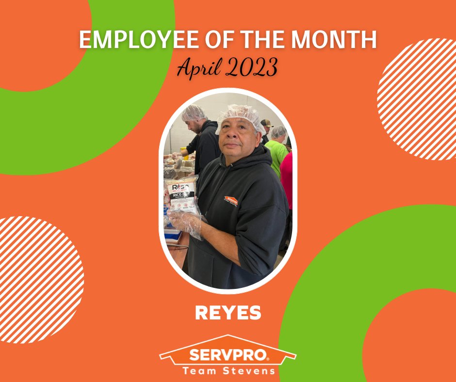 Please join us in congratulating Reyes for being named April's Employee of the Month! We appreciate all you do for #SERVPROTeamStevens! 👏👏👏
#SERVPRO #heretohelp #LikeItNeverEvenHappened #employeeofthemonth