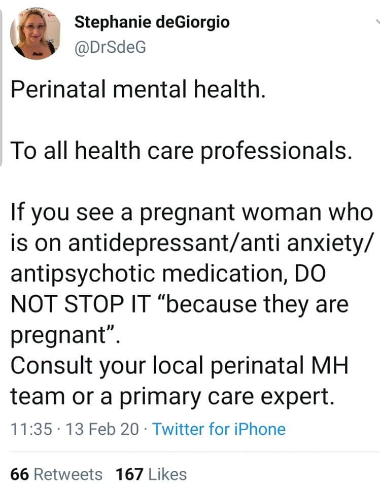 Our very <a href="/DrSdeG/">Stephanie deGiorgio</a> posted this to help inform health care professionals when prescribing medications in the perinatal period. Top tips for the detection, assessment, and management of PMH in primary care. guidelinesinpractice.co.uk/mental-health/…
#maternalmentalhealthawarenessweek 
#mmhaw
#mmhaw23